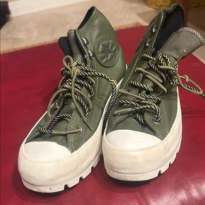 Converse Olive High-Tops with White Accents Women's SZ 8.5